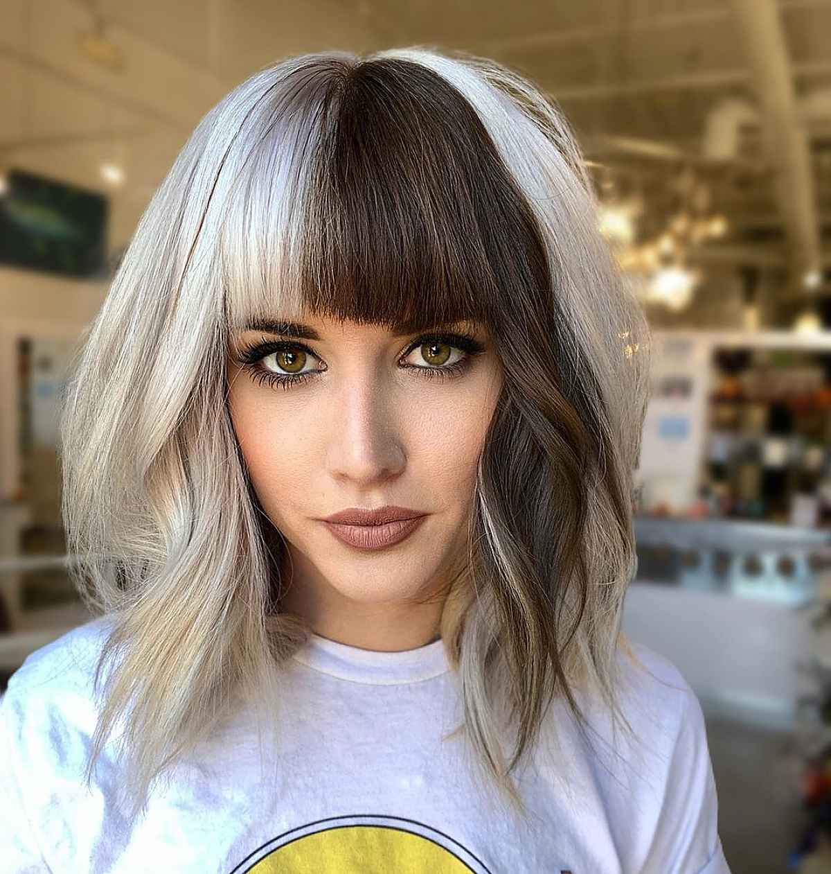 two toned medium length hair
