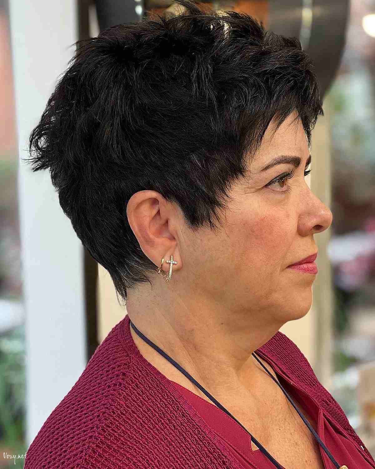 very short messy haircut for a 50 year old woman