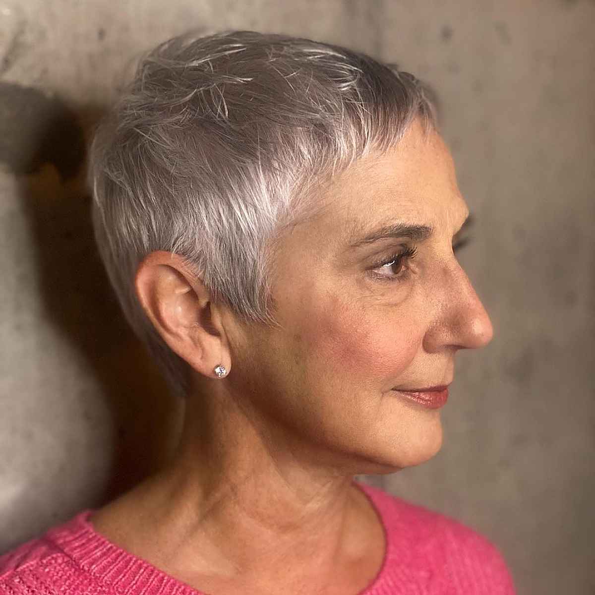 very short pixie on over 50 ladies with thin grey hair