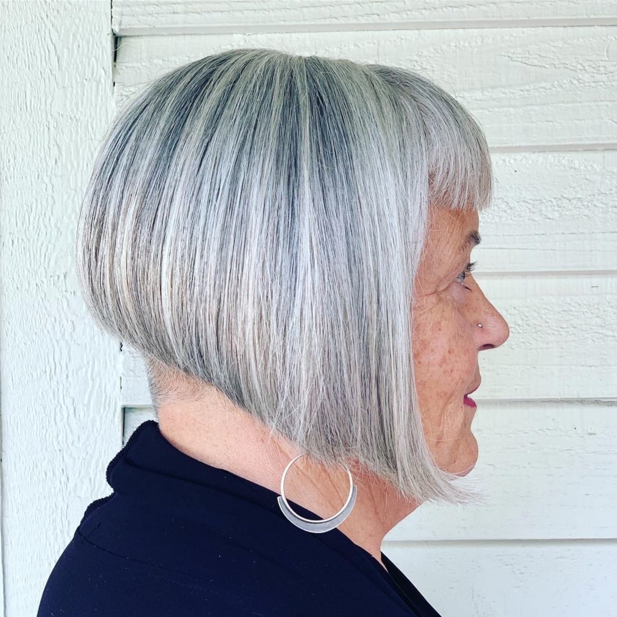 very short undercut bob for edgy older women