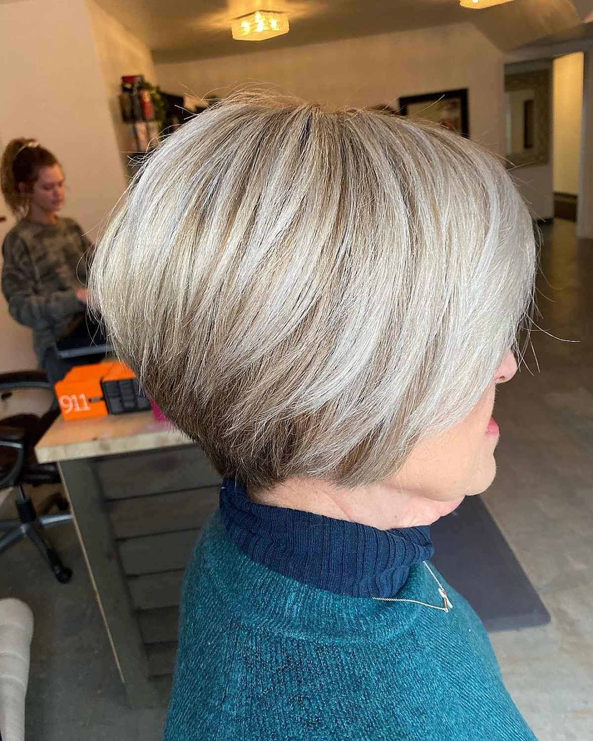 voluminous wedge hairstyle for older ladies past 60