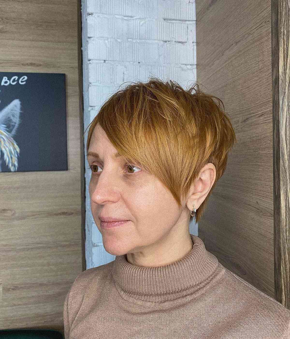 wash and go elongated pixie with long side bangs