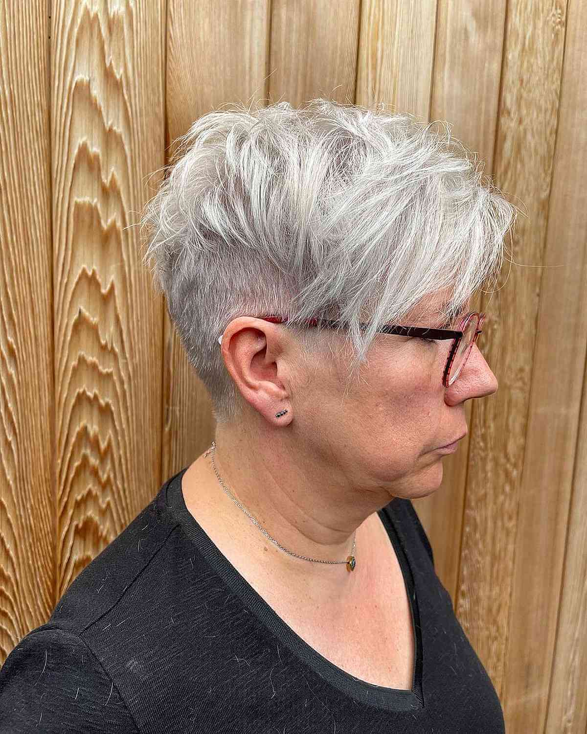 wash and go hairstyle tapered and disconnected pixie for women over 60