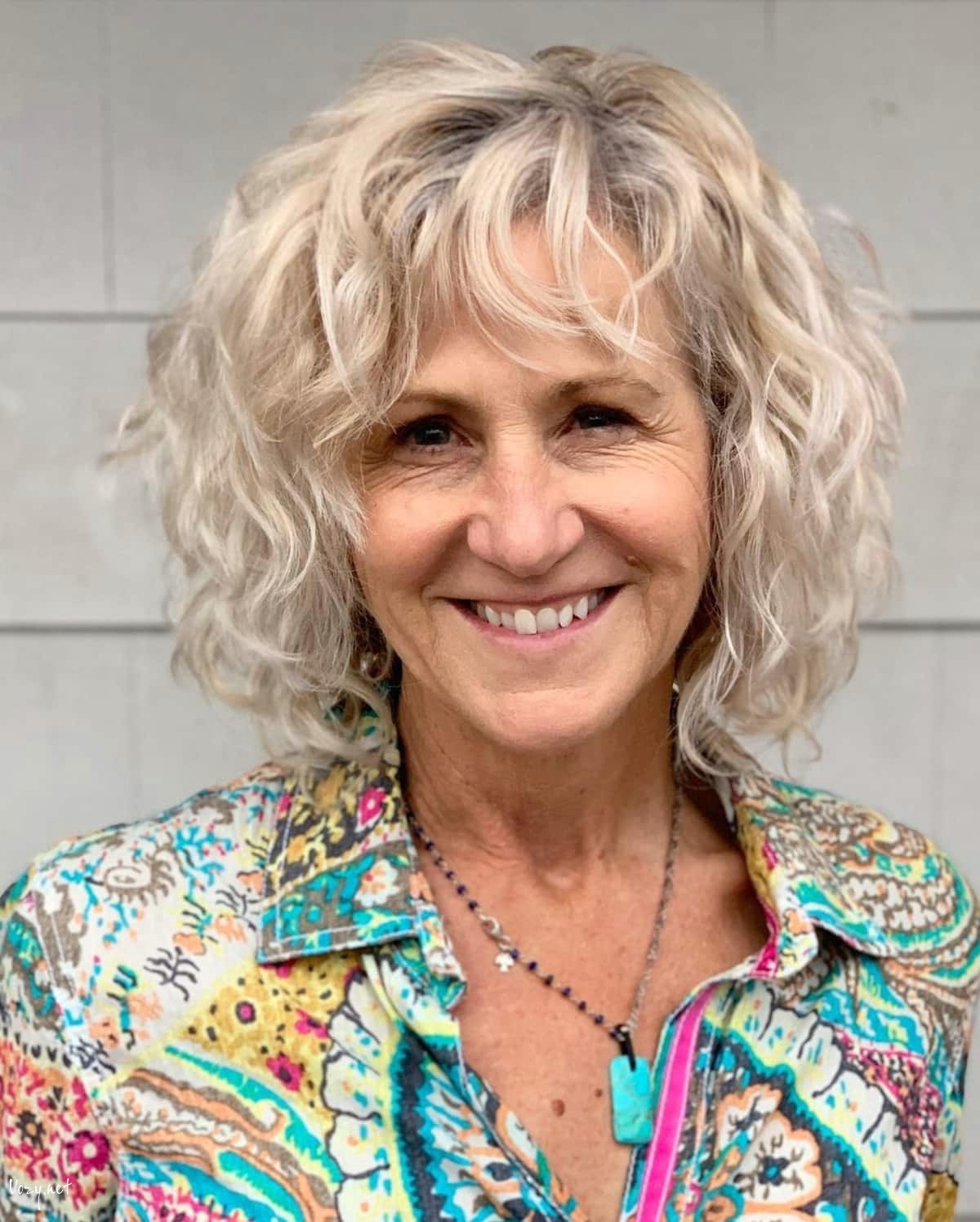 wavy layered bob for mature women