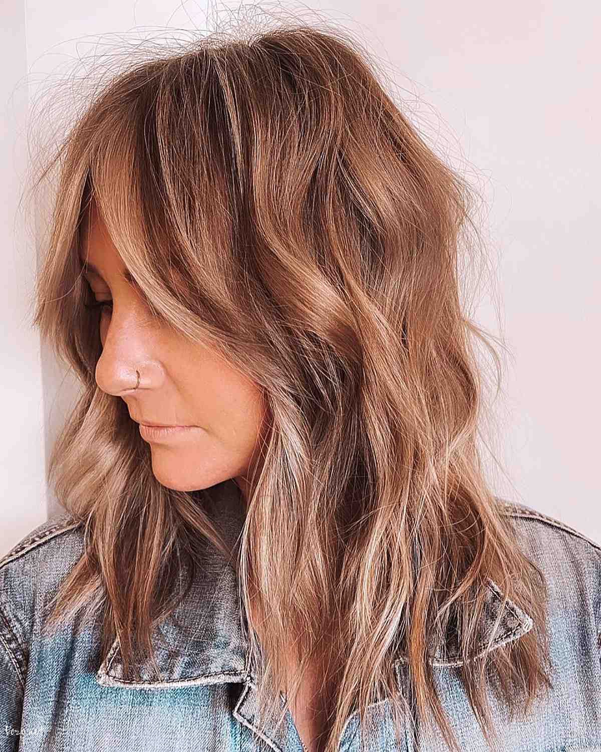 wavy modern shag with a middle part
