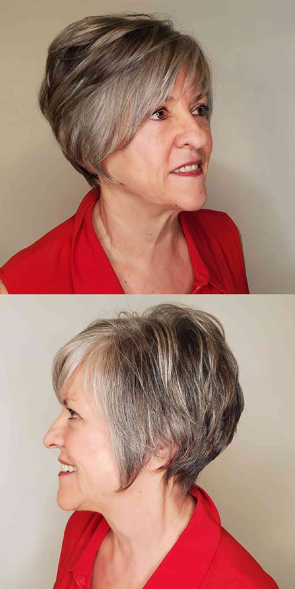wedge pixie cropped cut for women in their fifties
