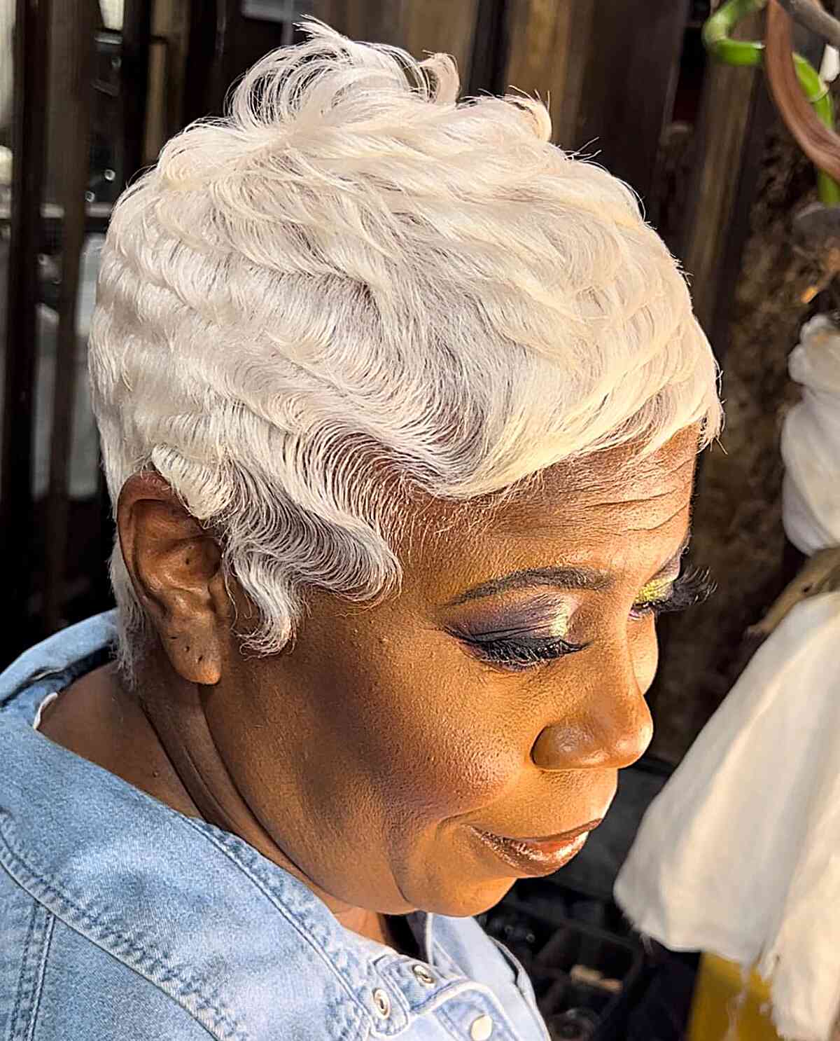 white pixie with finger waves for black women