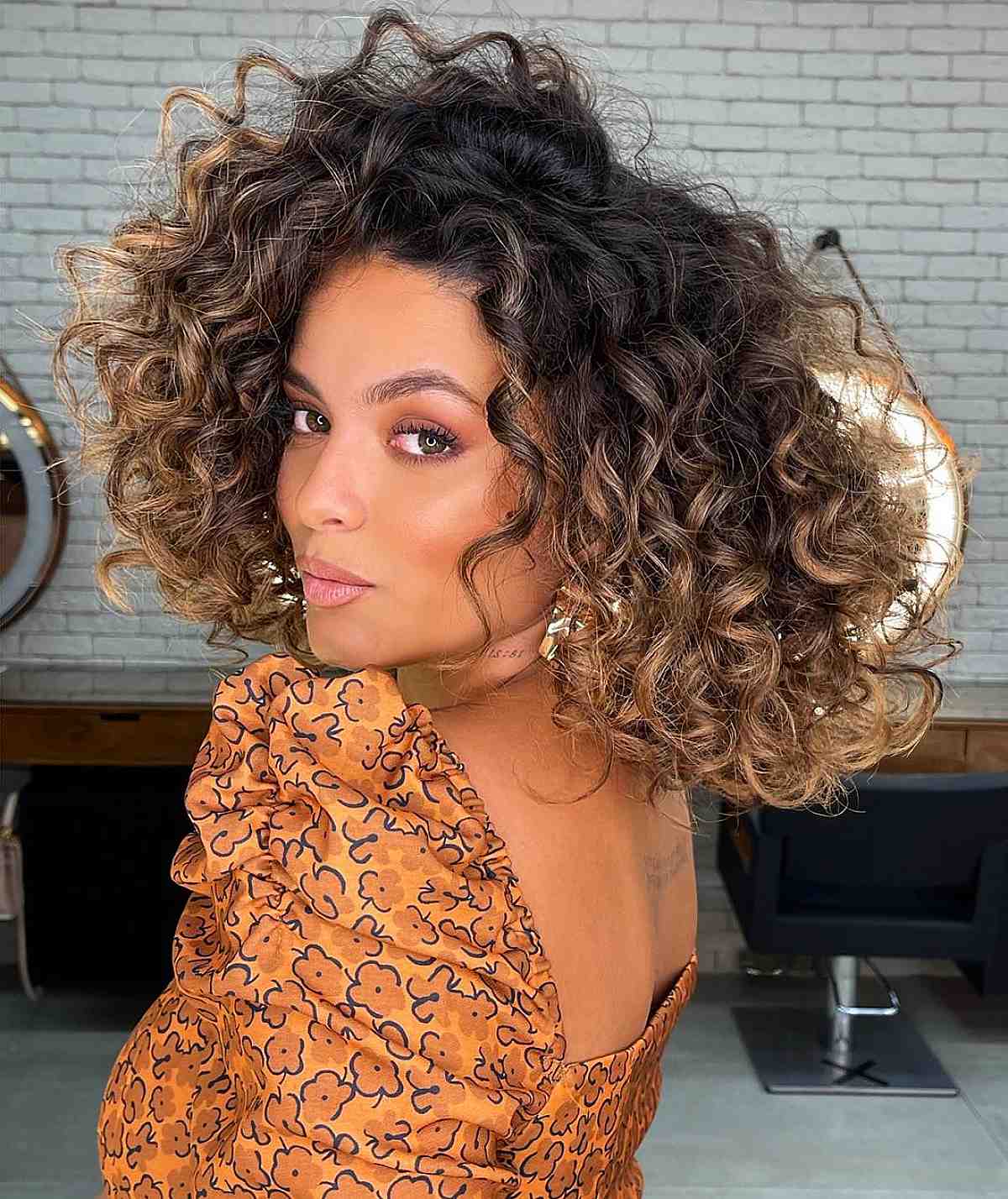 wonderful shoulder length curly bob with loose curls