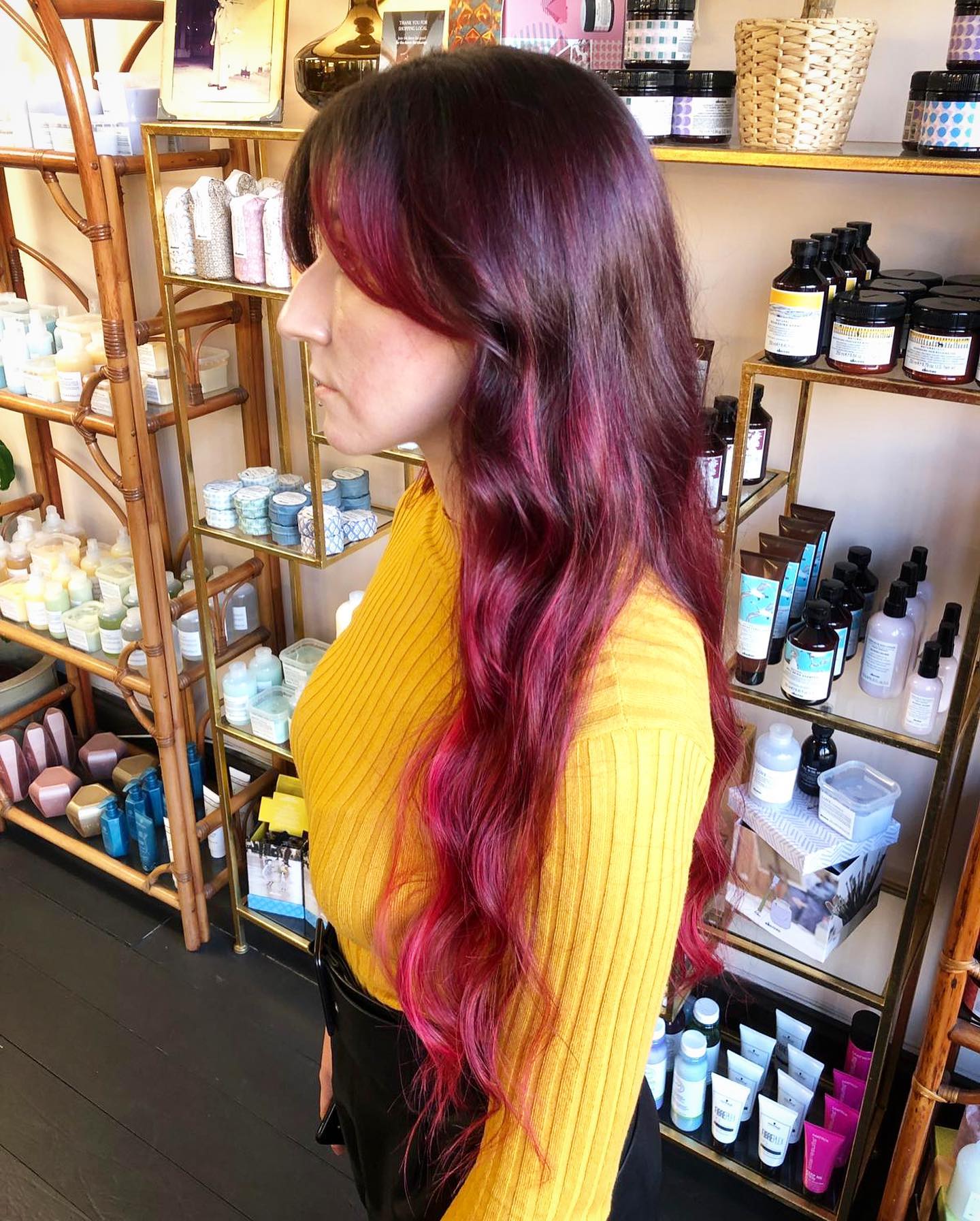 Cherry Brunette Hair With Bangs