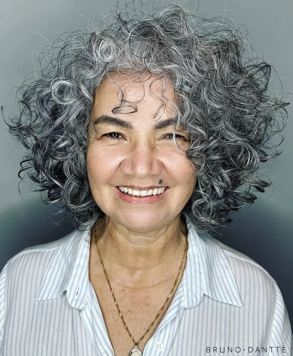 Curly Hairstyle for Graying Locks