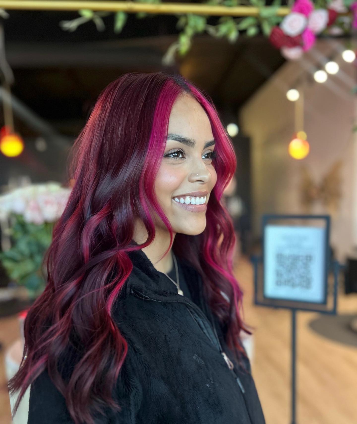 Hot Fiery Cherry Brunette Hair Design