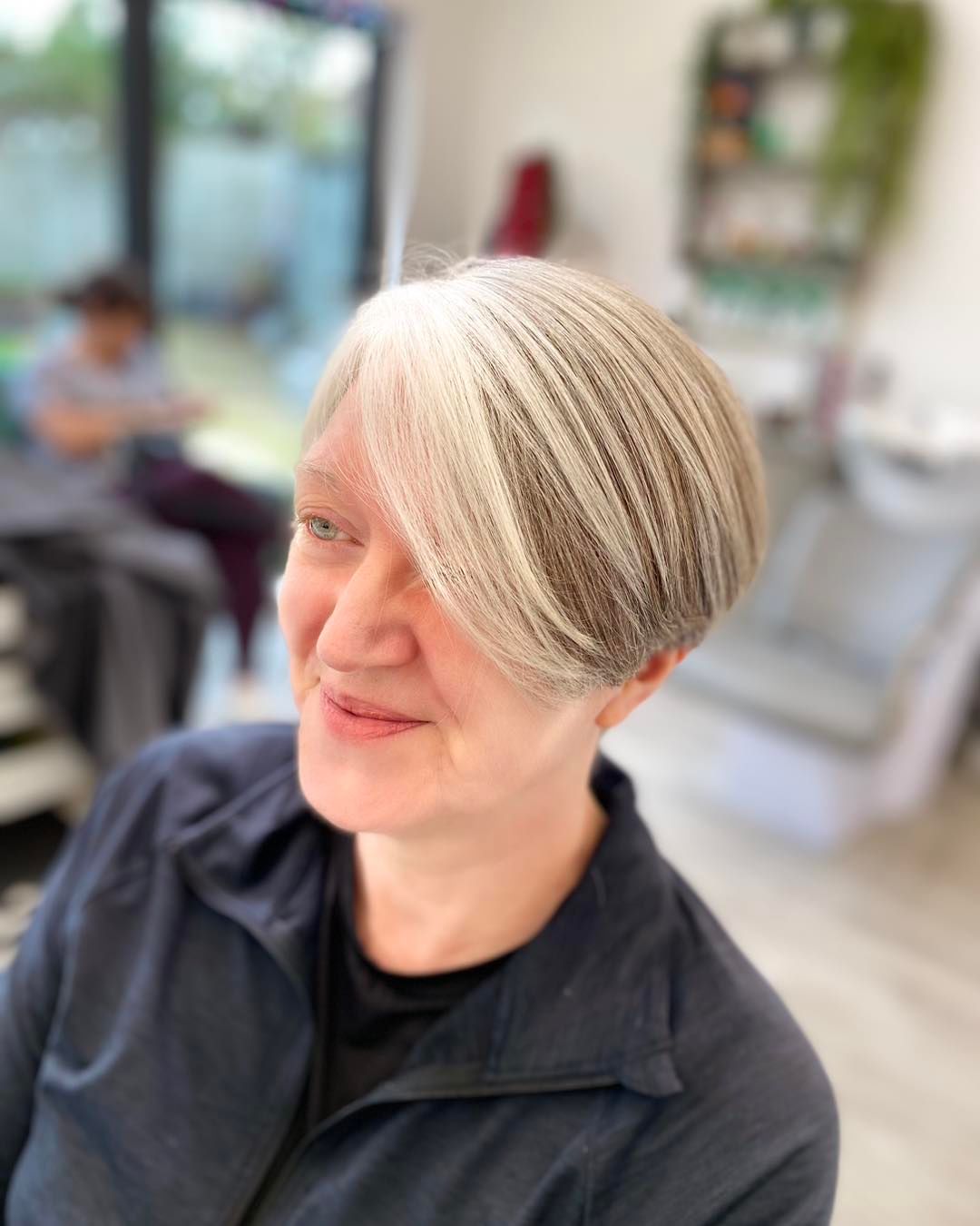 Icy Grey Wedge Hairstyle