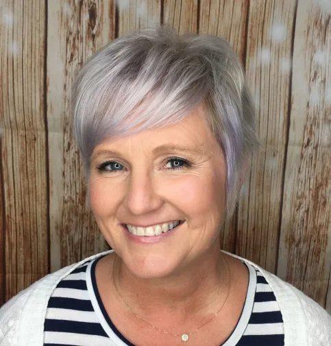 Lavender Pixie with Side Swept Bangs
