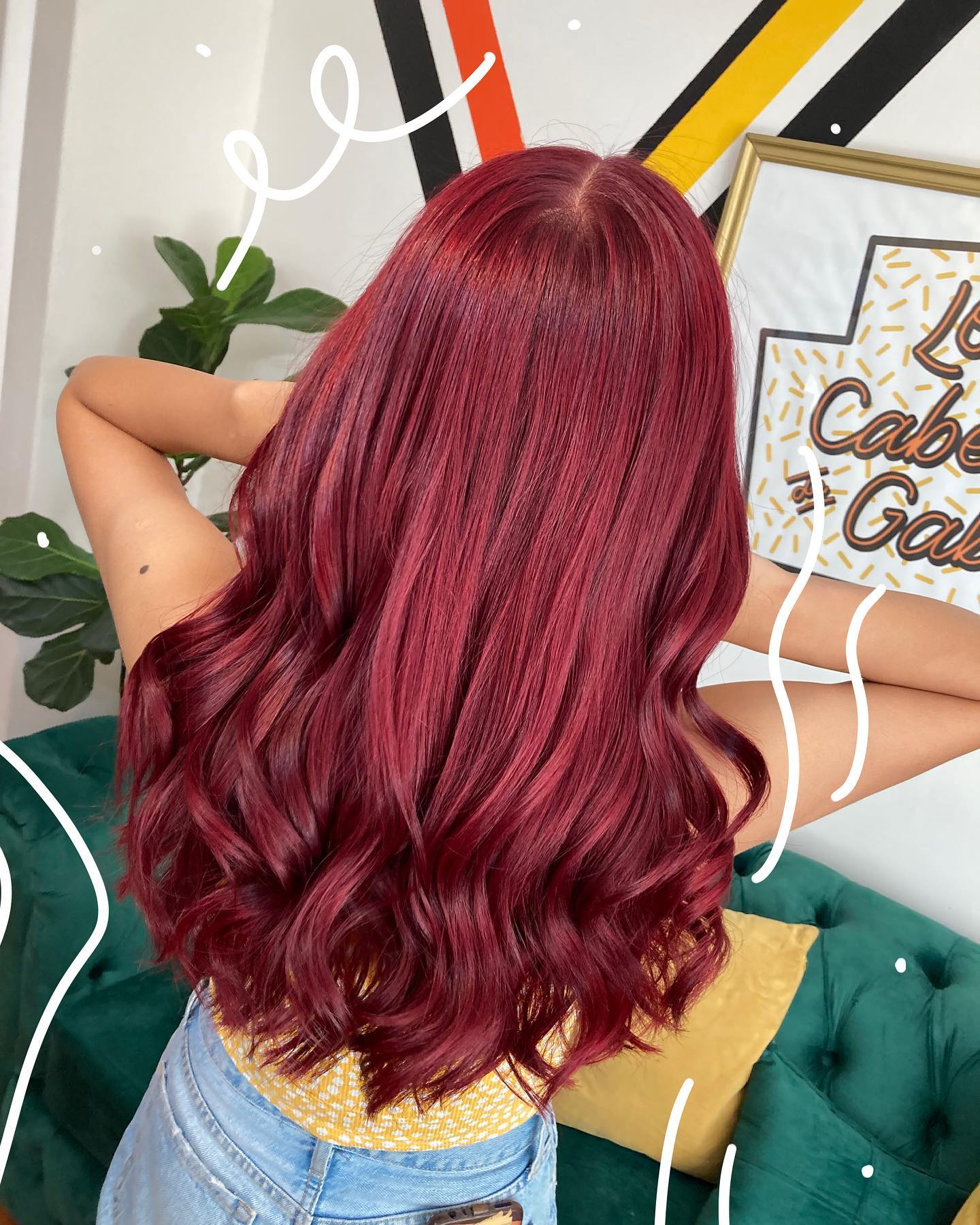 Long Hot Cherry Brunette Haircut