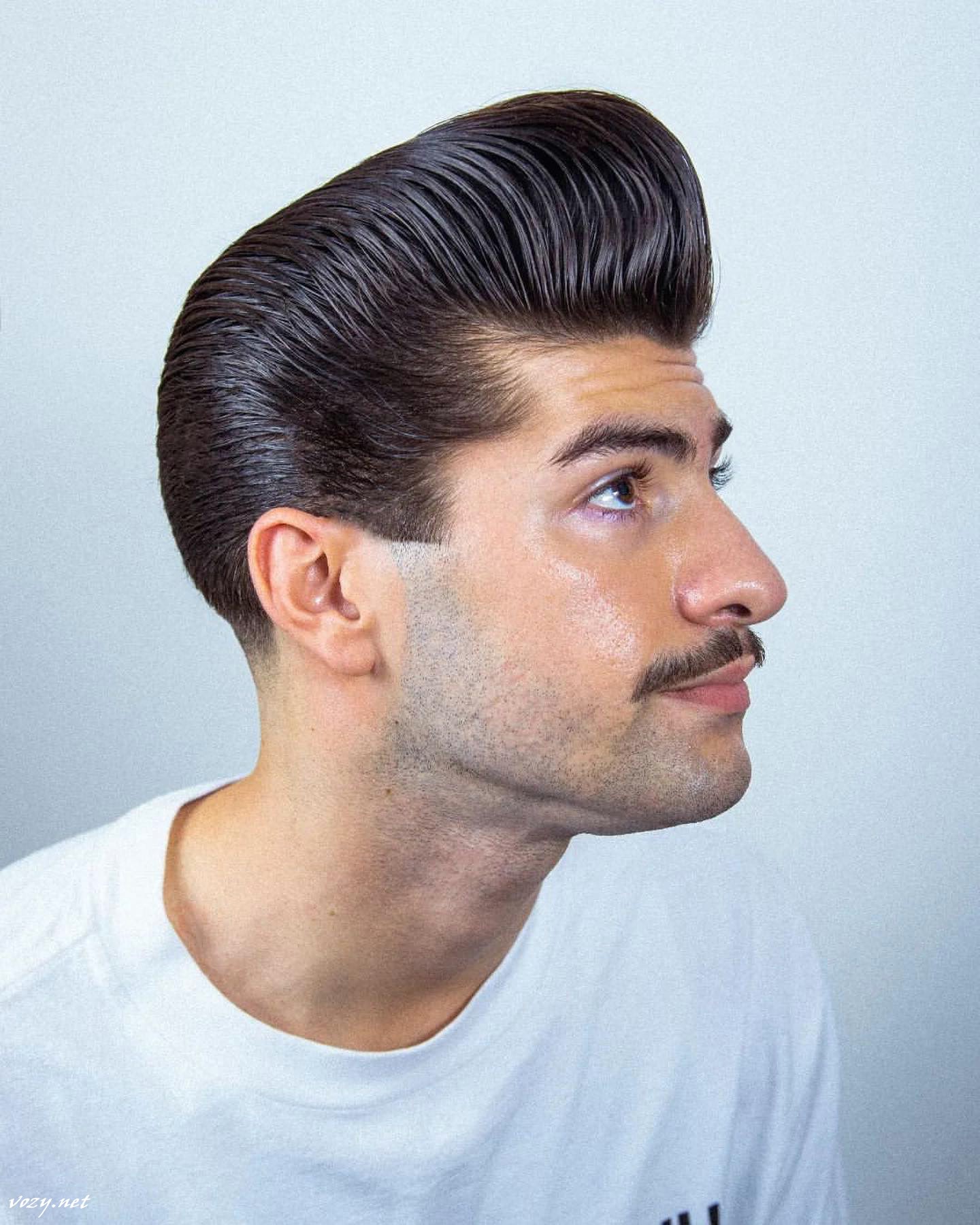 Voluminous Pompadour Hairstyle Look