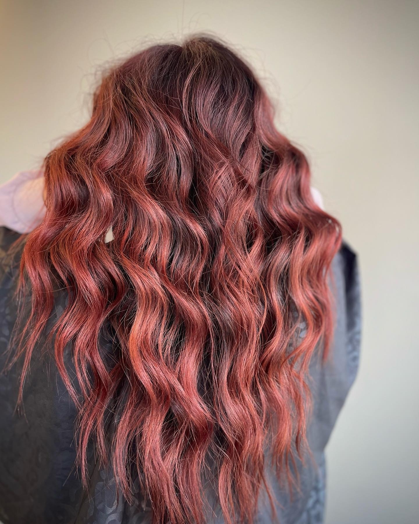 Wispy Wavy Cherry Brunette Hair
