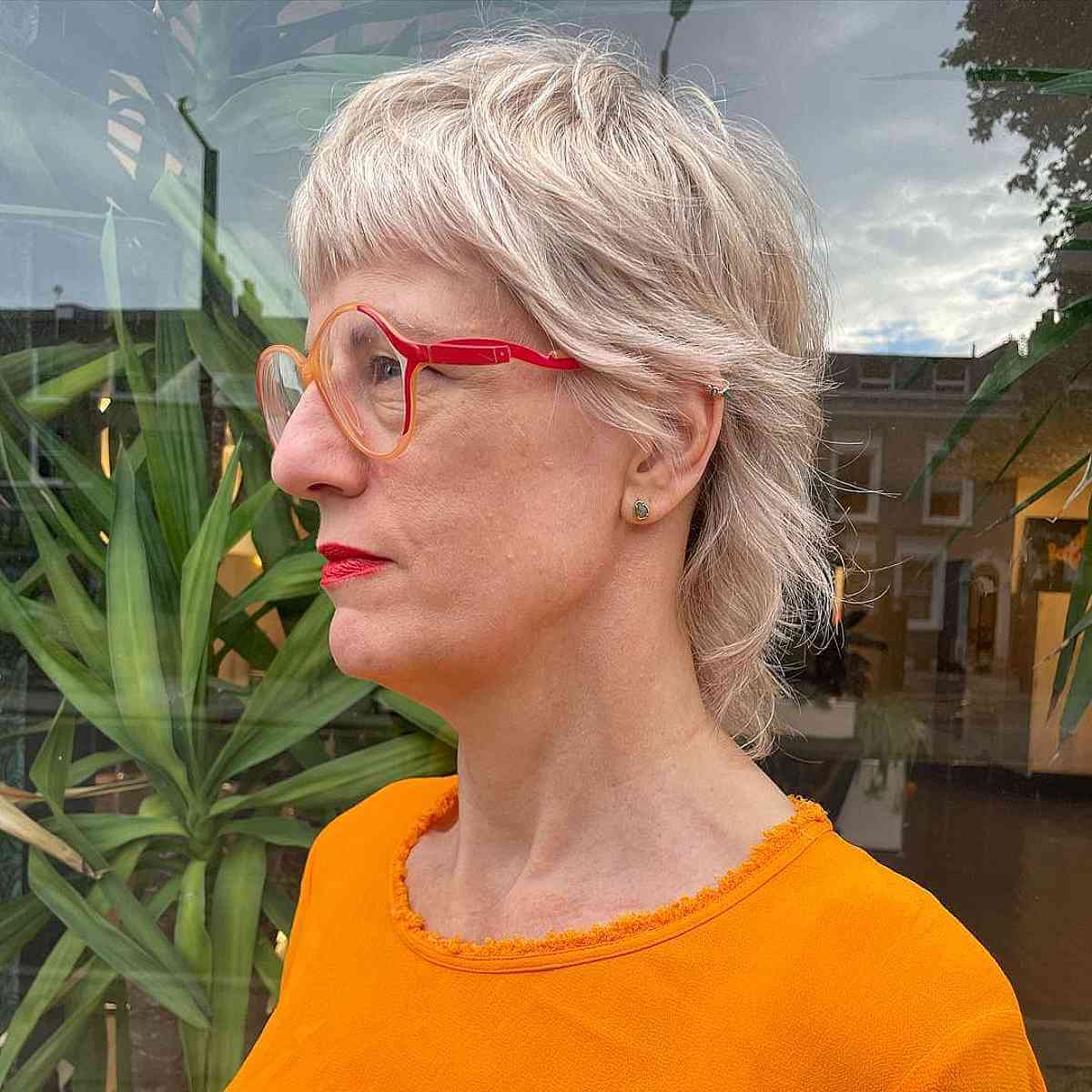baby mullet with short bangs for older ladies