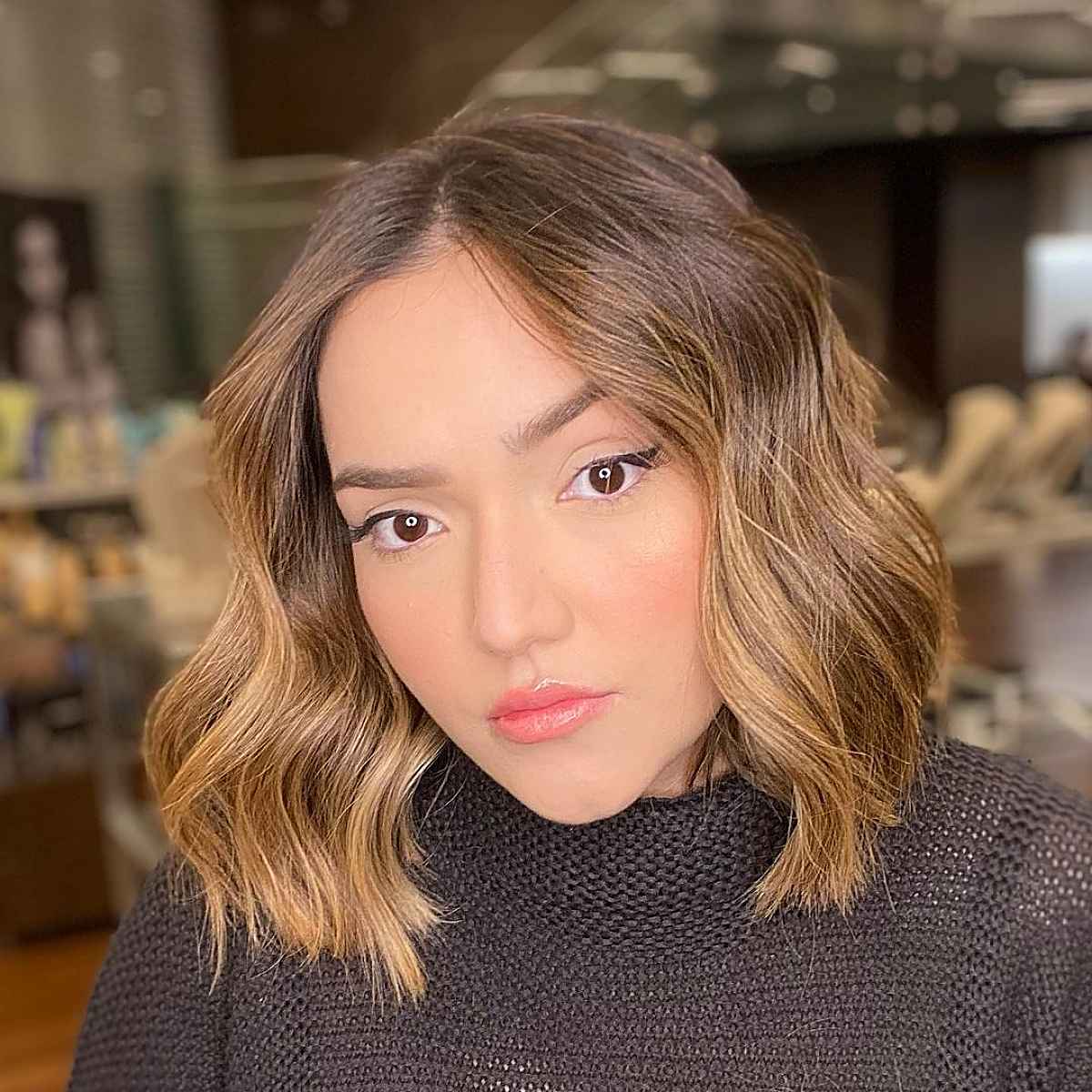 blunt cut bob with waves for ladies 30 and over