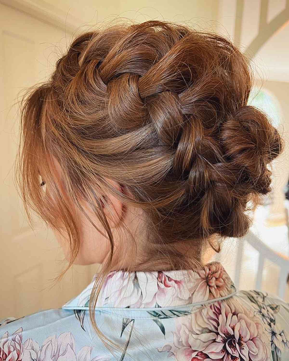 bohemian braided updo hairstyle