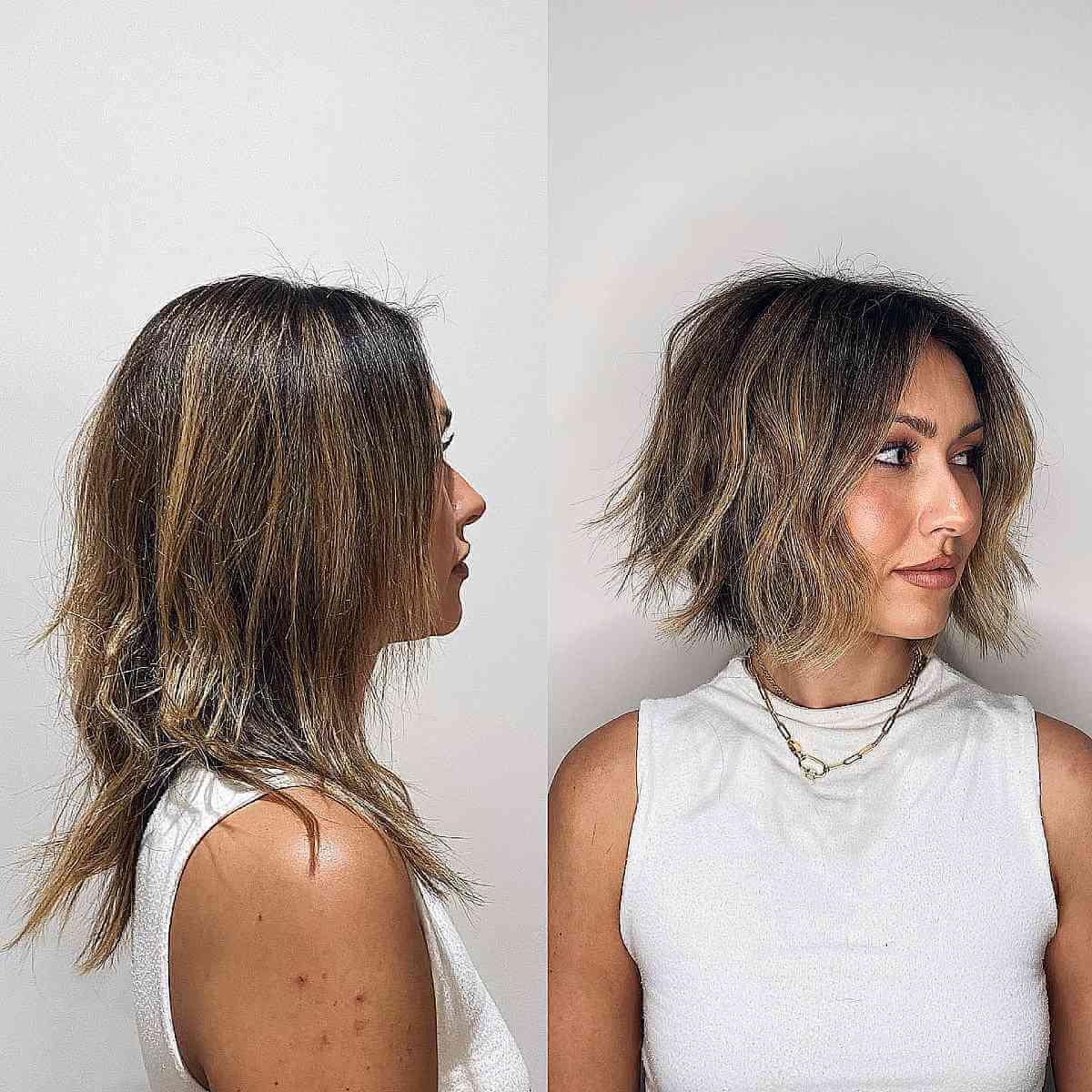 bouncy short bob for heart shaped faces