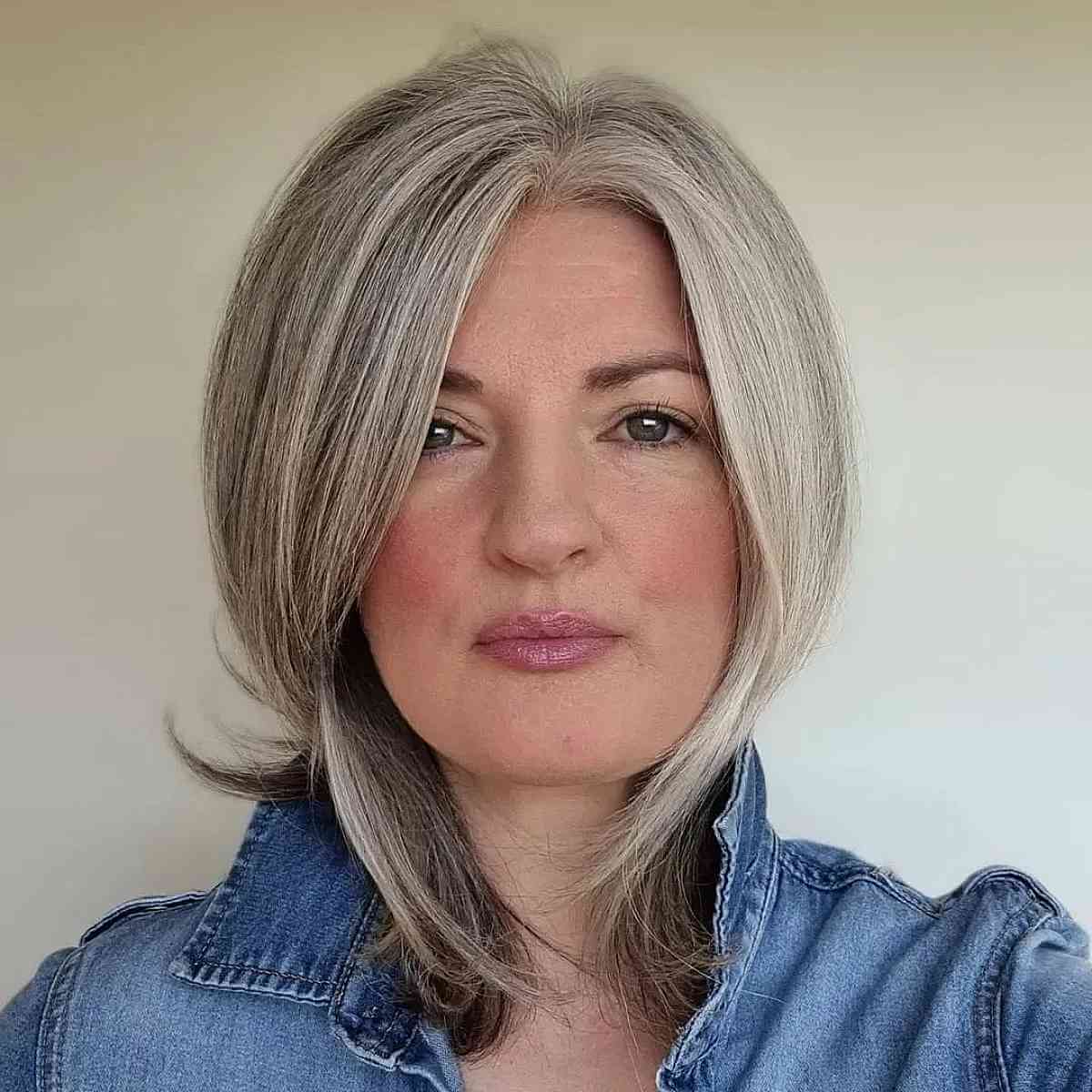chic shoulder length bob cut for ladies 40 and over