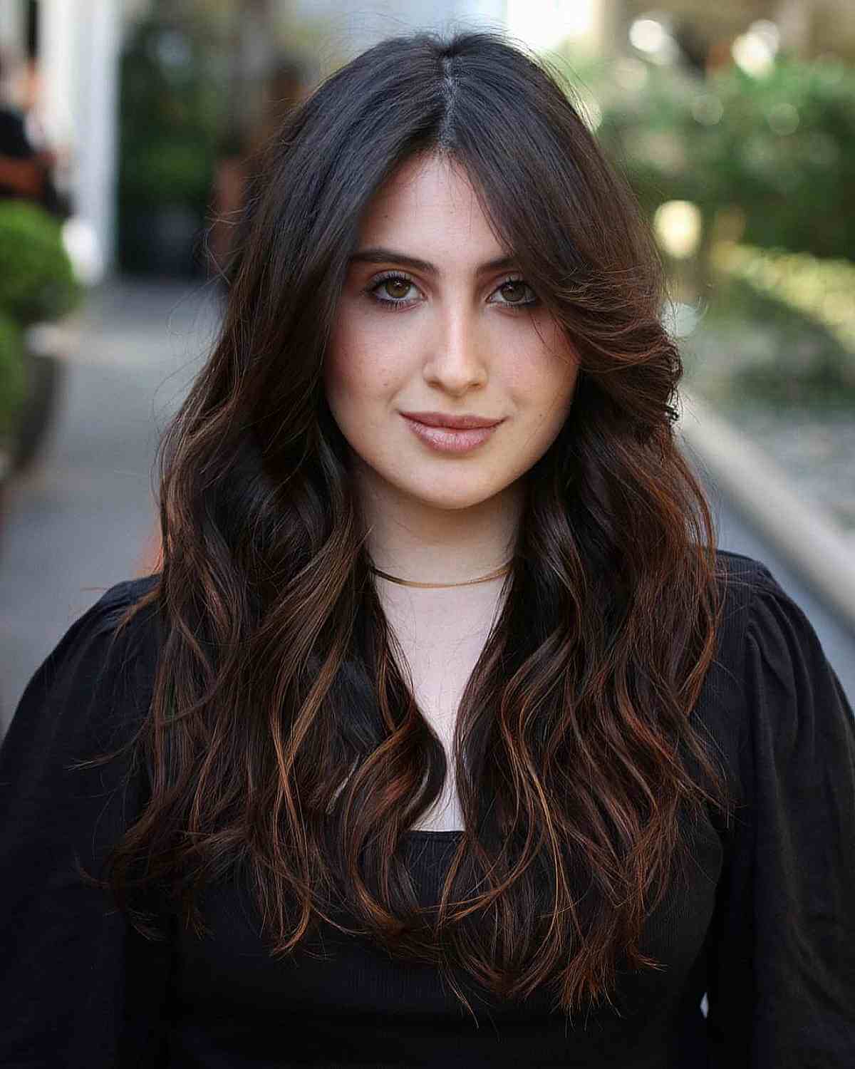 chocolate balayage for heart shaped faces