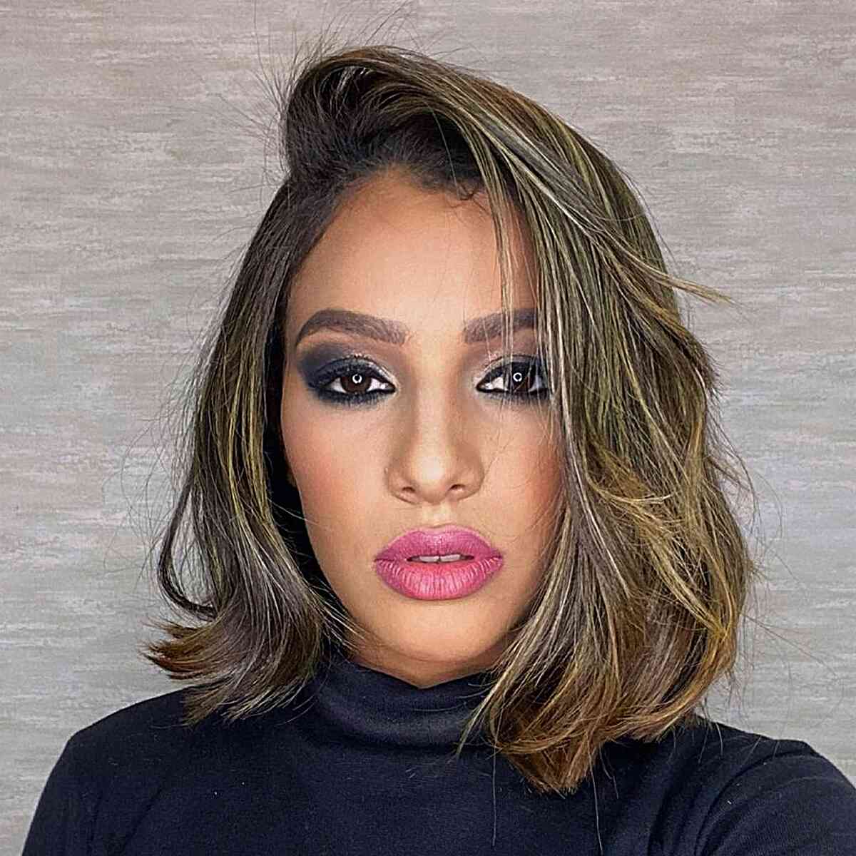 classic side parted lob hairstyle for heart face shapes