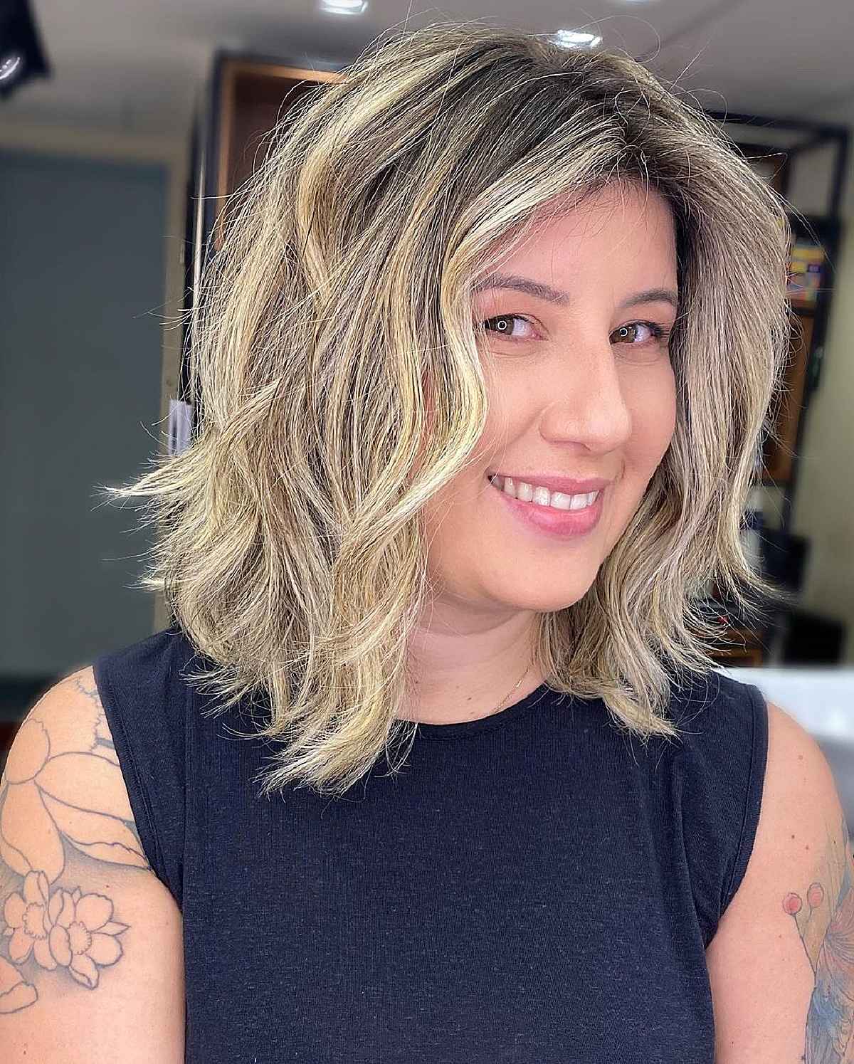 collarbone length haircut for thick hair