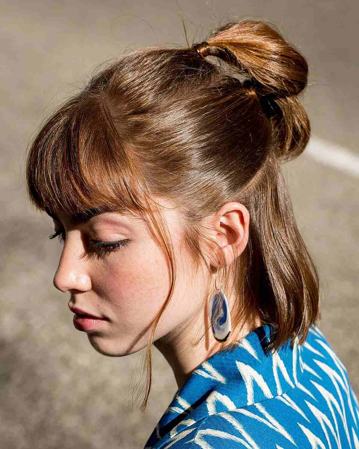 cute and simple updo bun for short hair