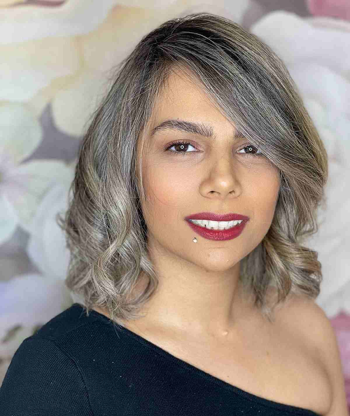 deep side part for a heart shaped face