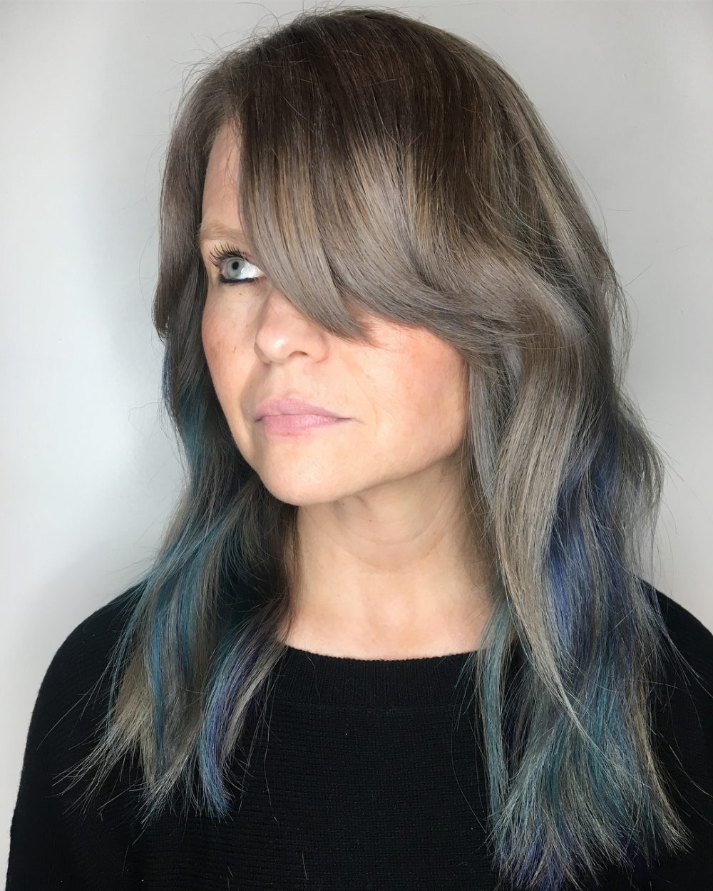 jewel tones with side bangs heart shaped faces