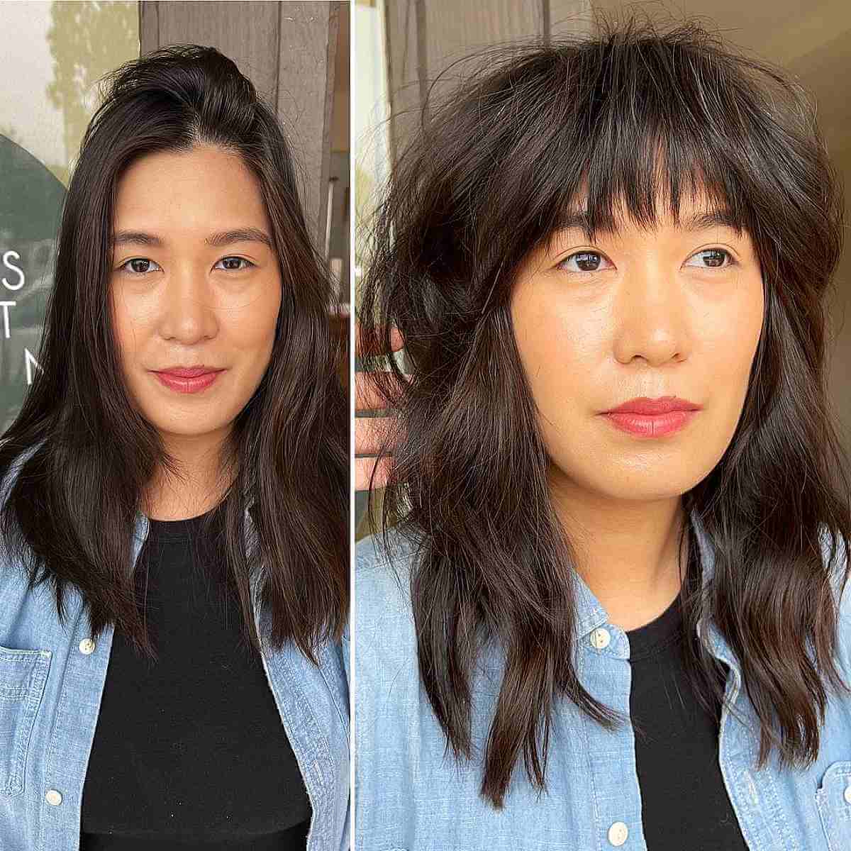 layered shag for big foreheads