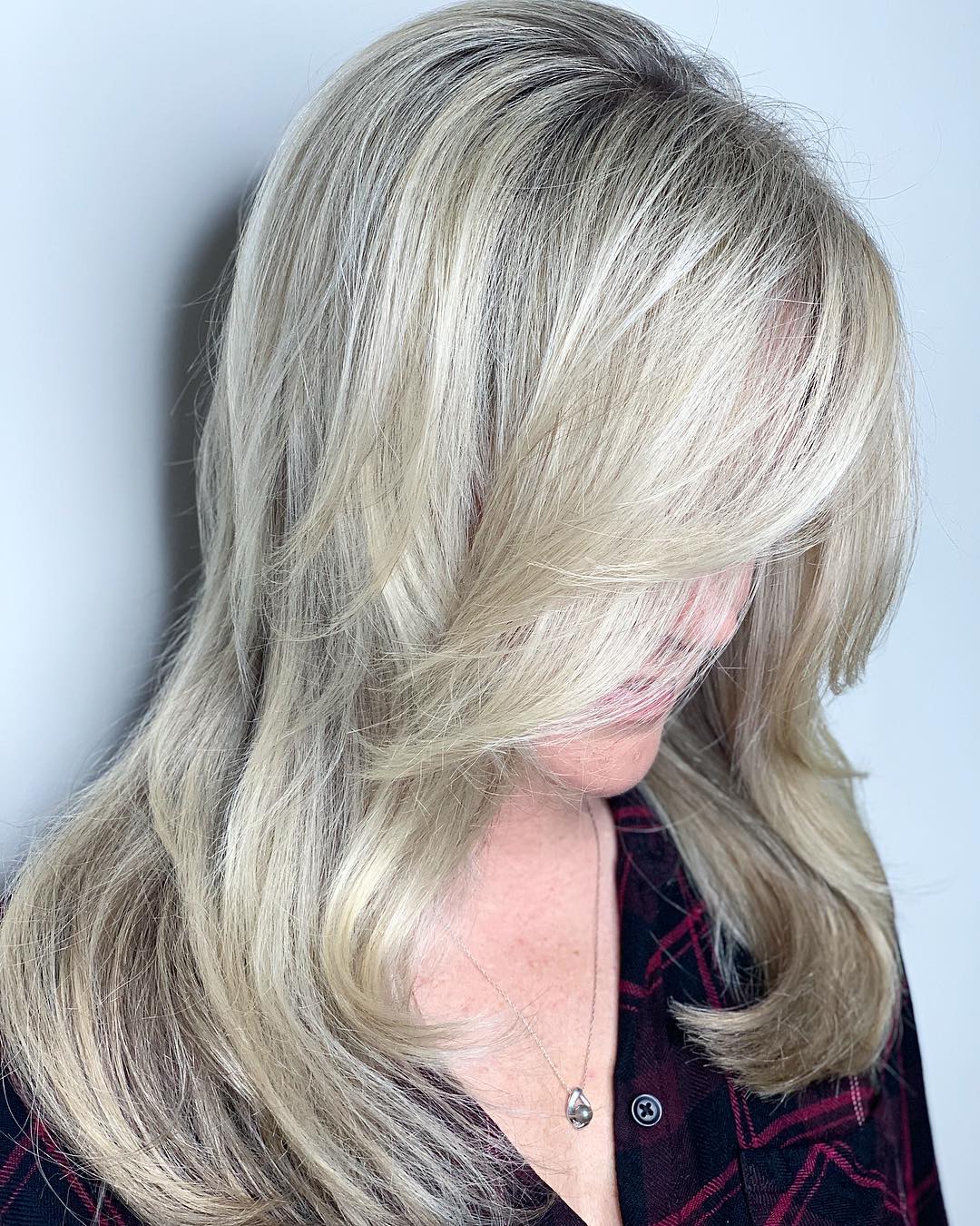 long hairstyle for over 50 woman with fine hair