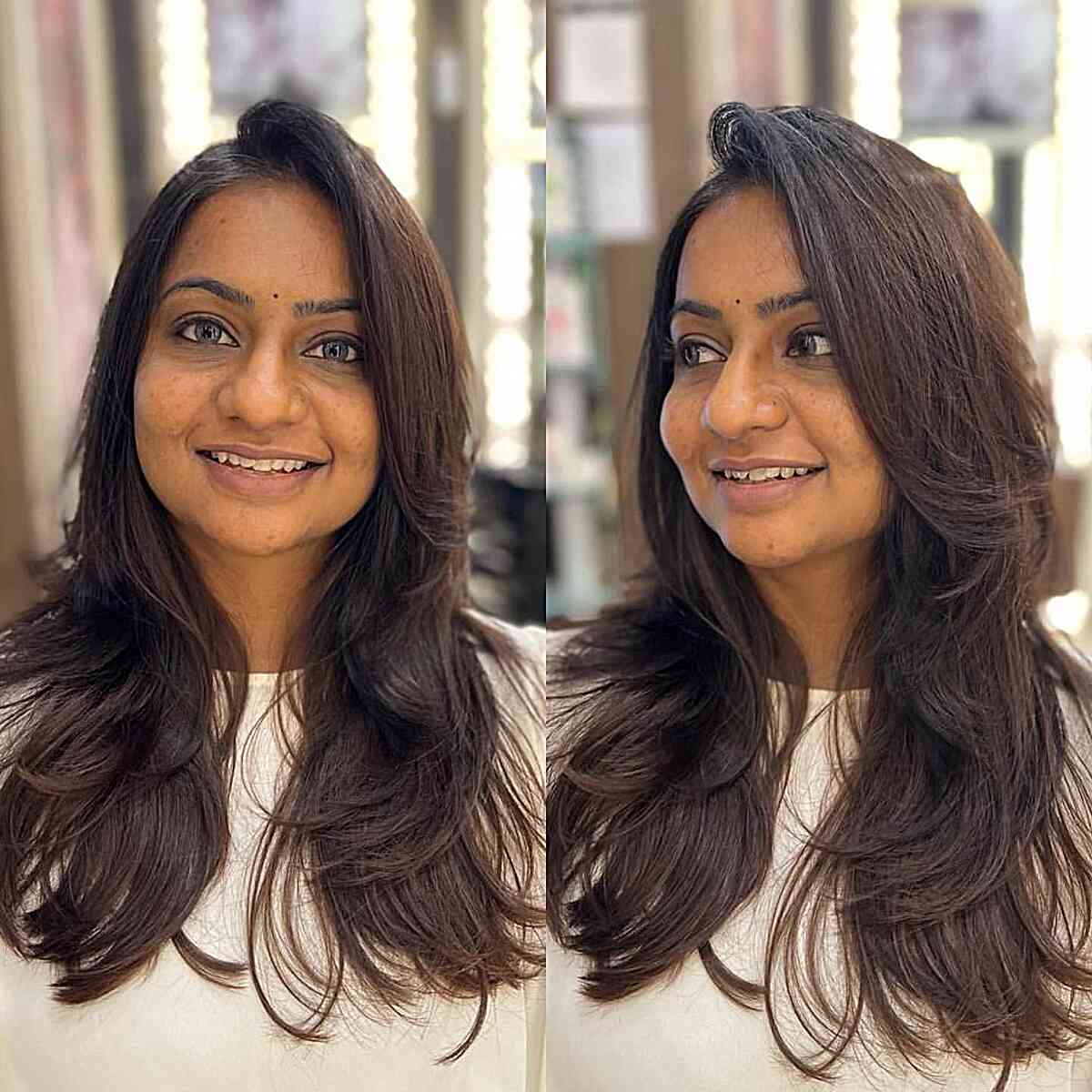 long side swept hair heart shaped faces