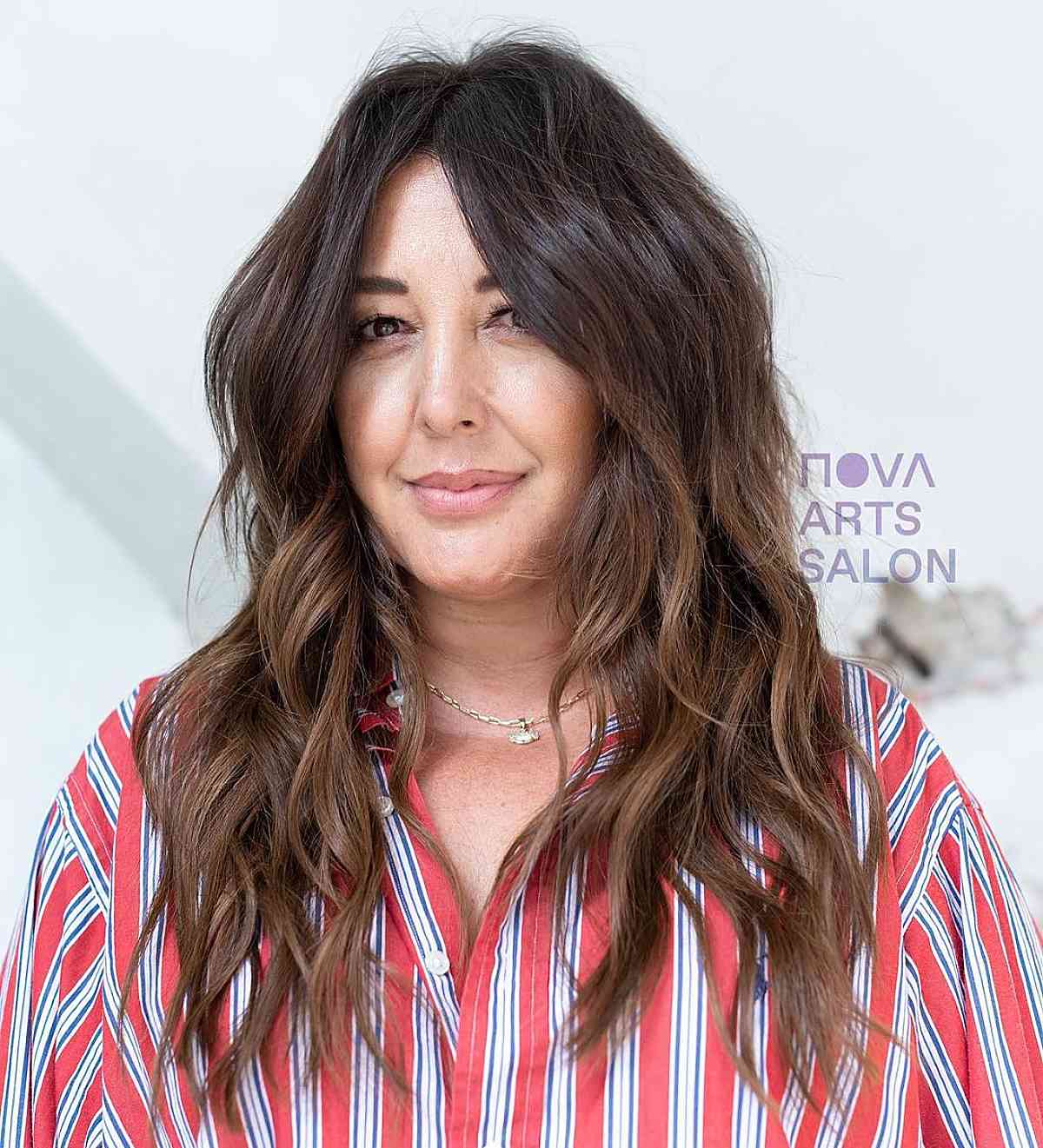 long wavy hairstyle for woman over 50