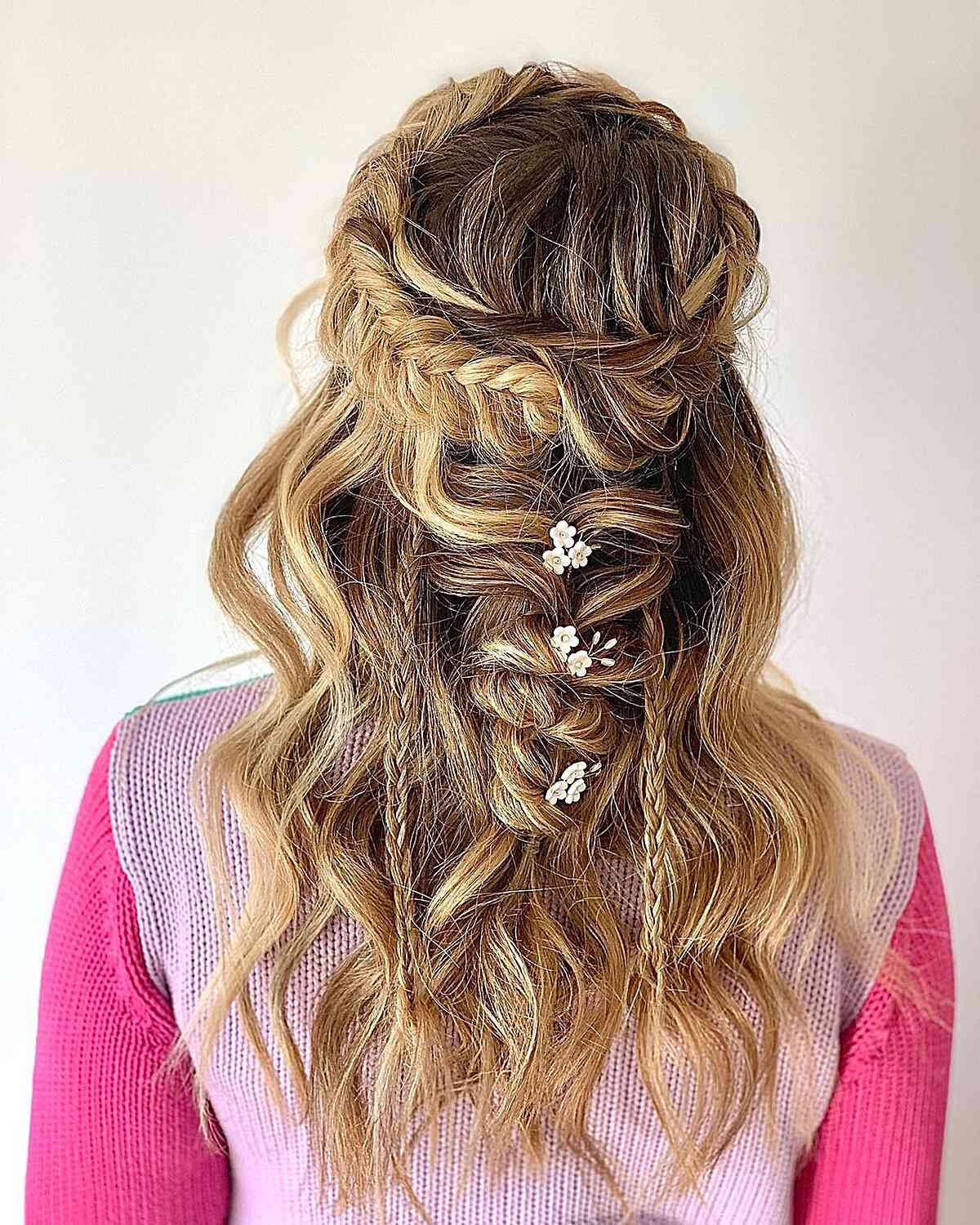 messy bohemian half braids