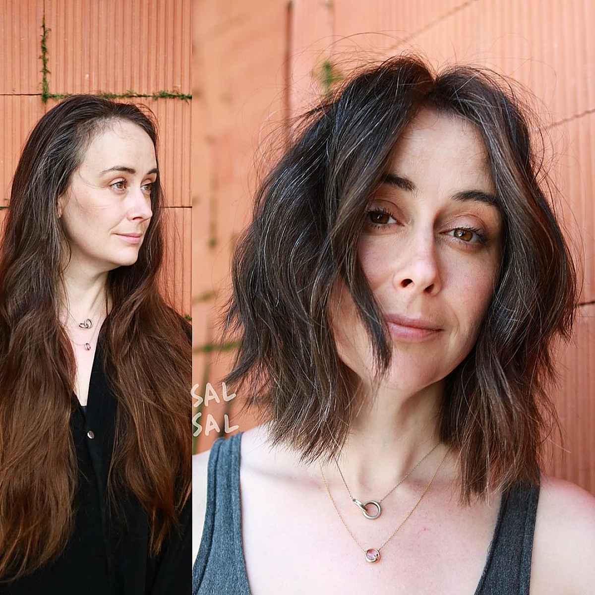 mid length shaggy bob hairstyle for wavy hair