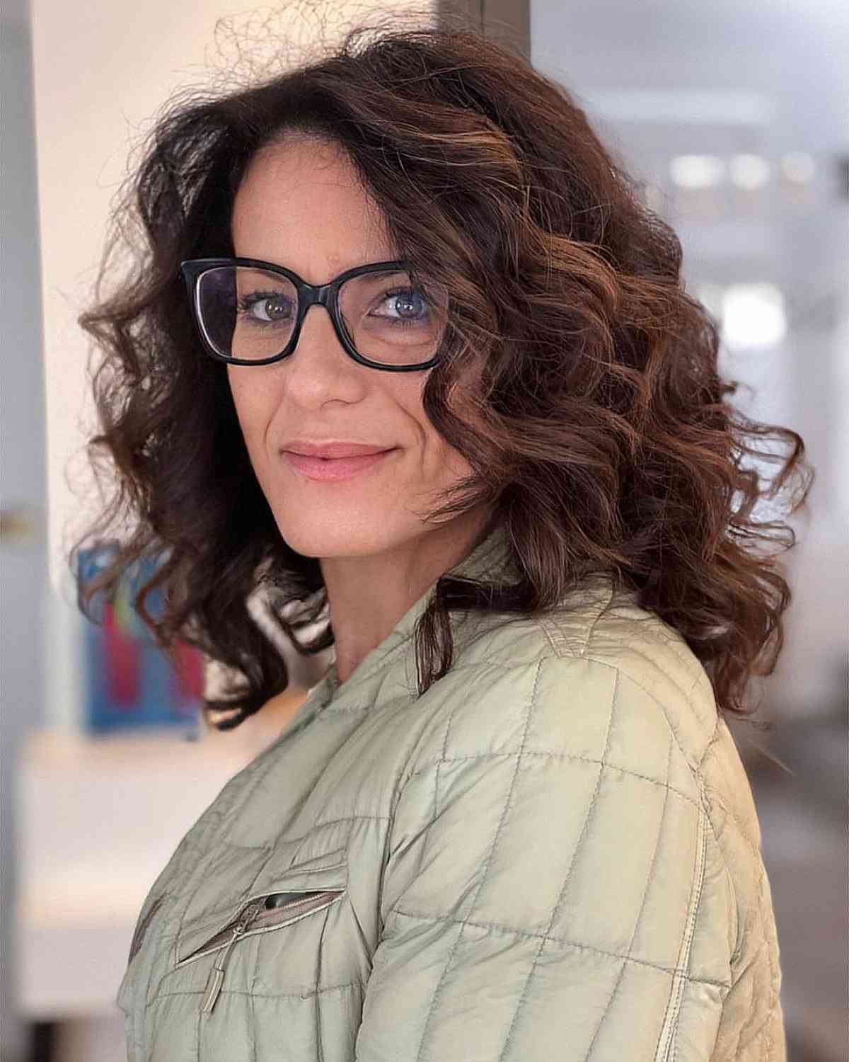 mid length thick curls for women 40 and over