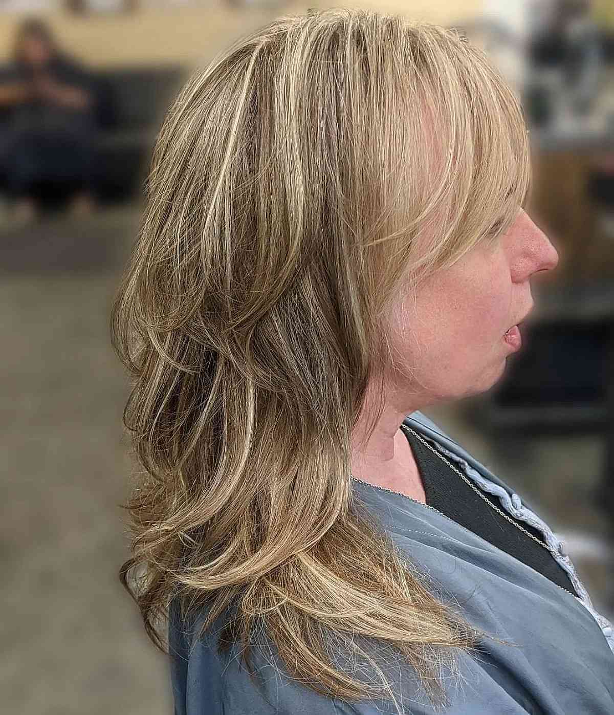 multi layered shag haircut on ladies in their 40s