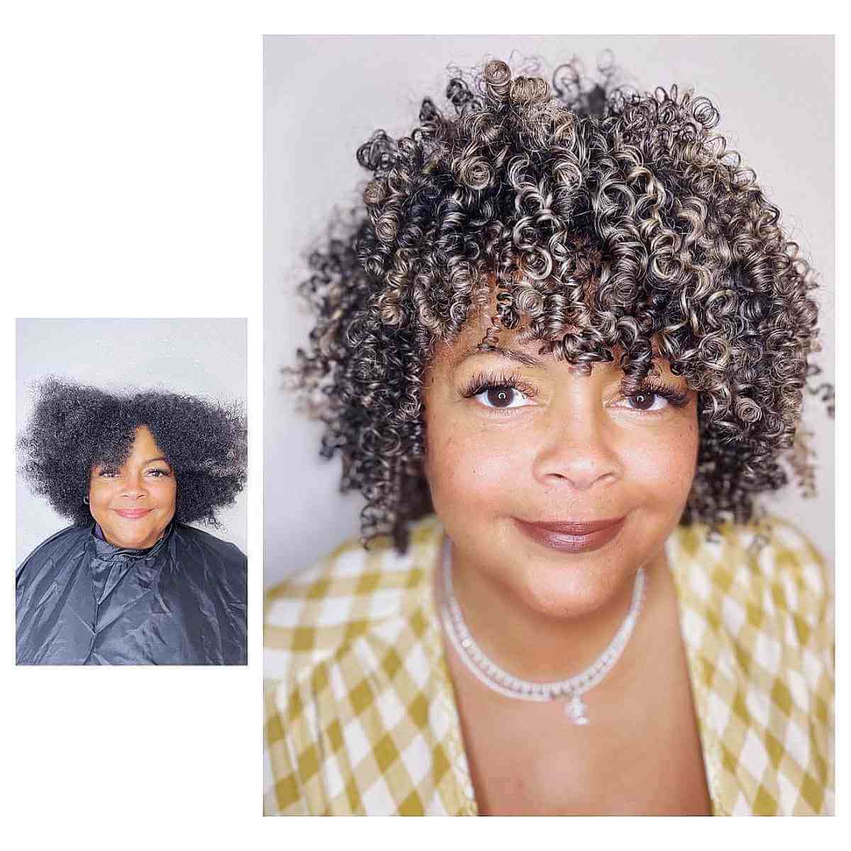 rezo cut curls with highlights for black ladies over 40