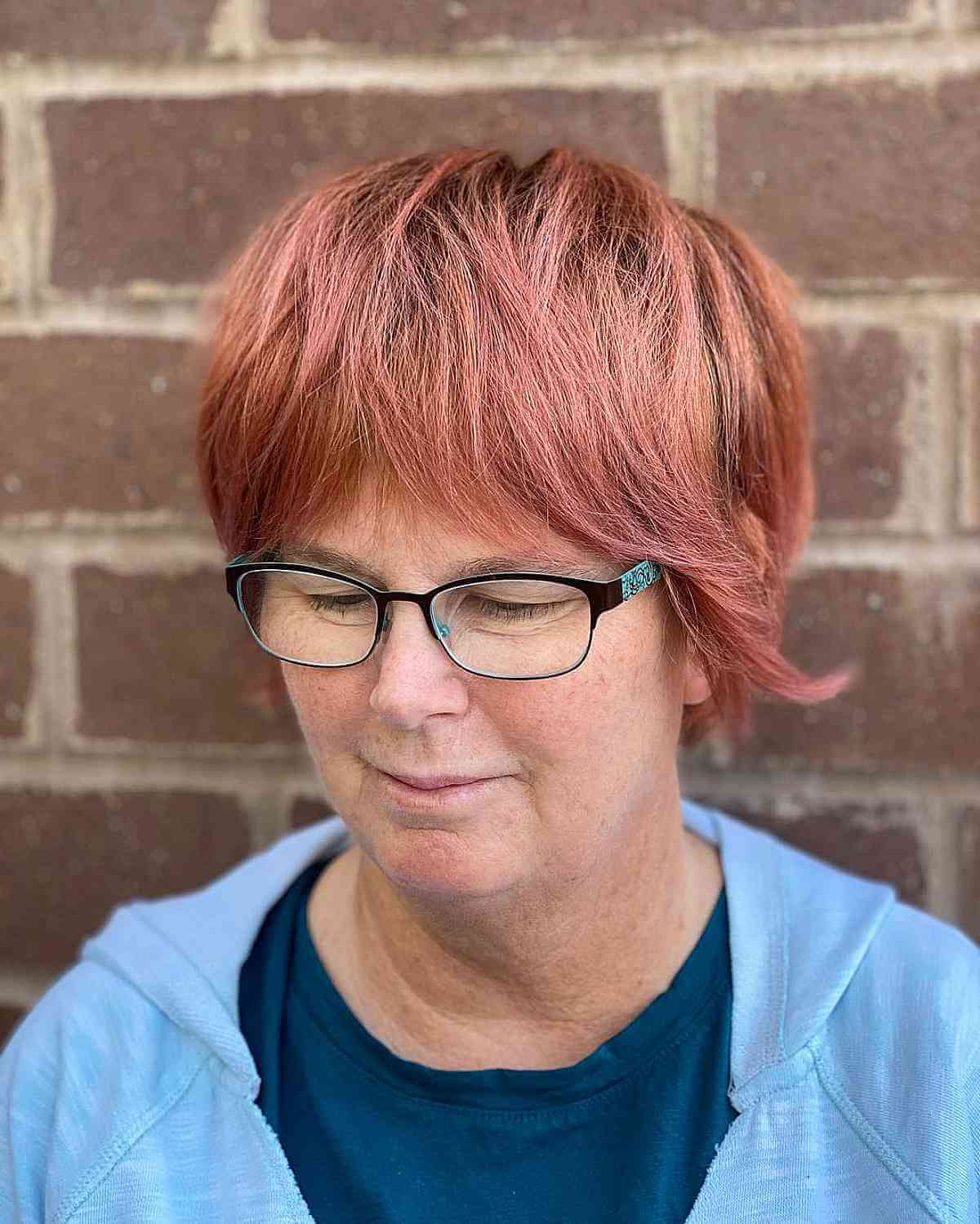 shaggy pixie bob on straight hair for old women