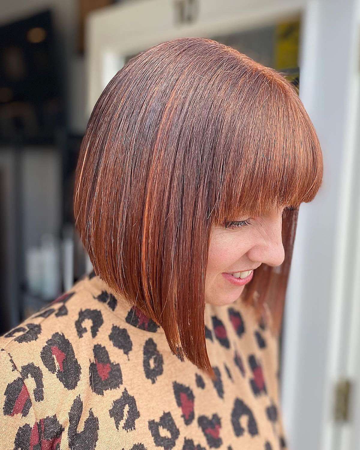 short copper a line bob with fringe