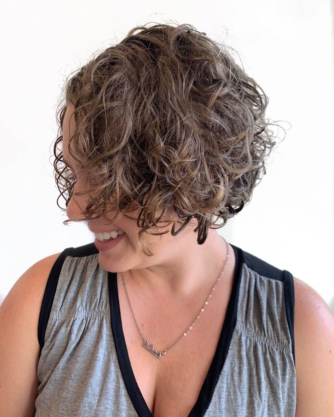 short curly a line bob