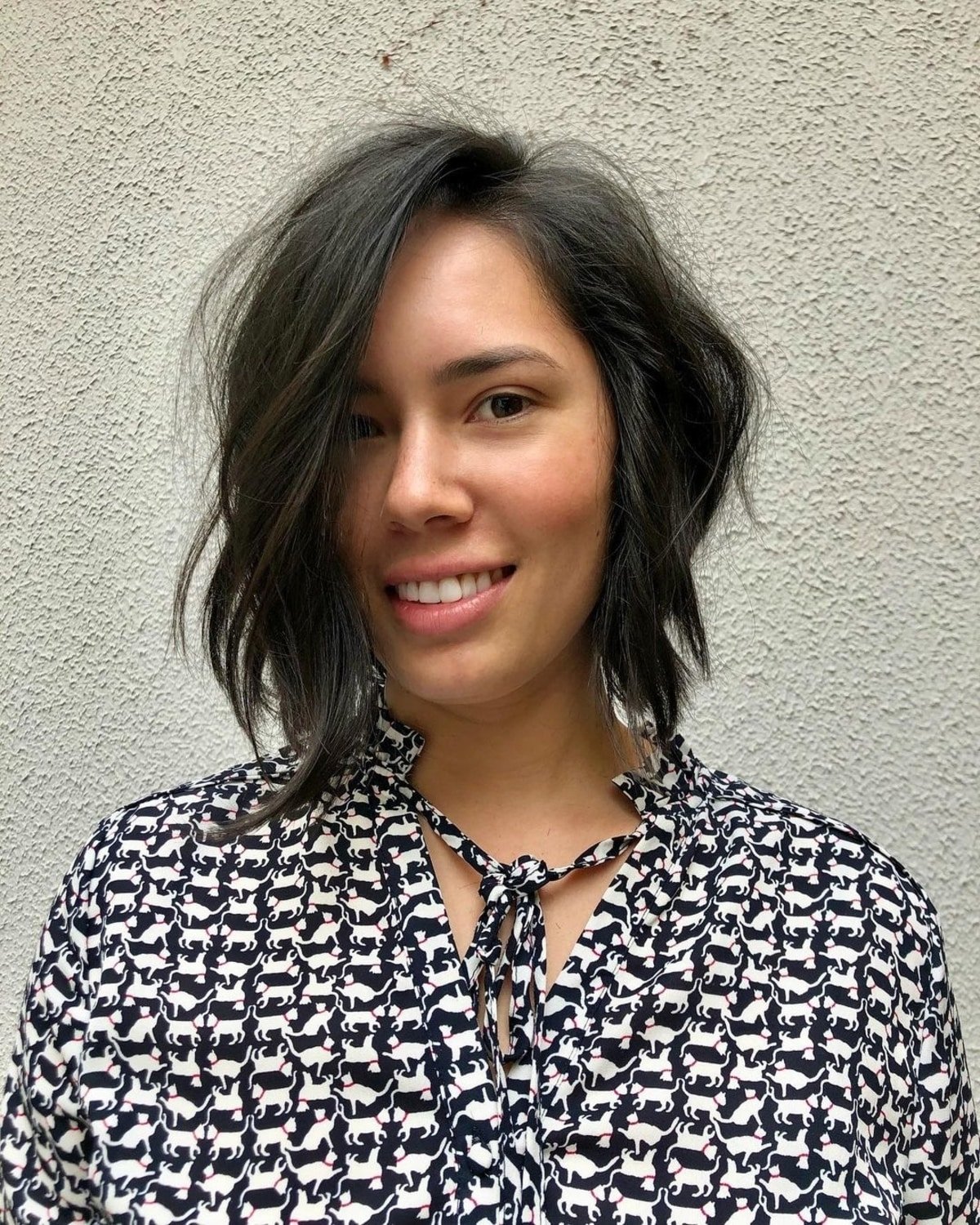 short hair with asymmetrical layered cut