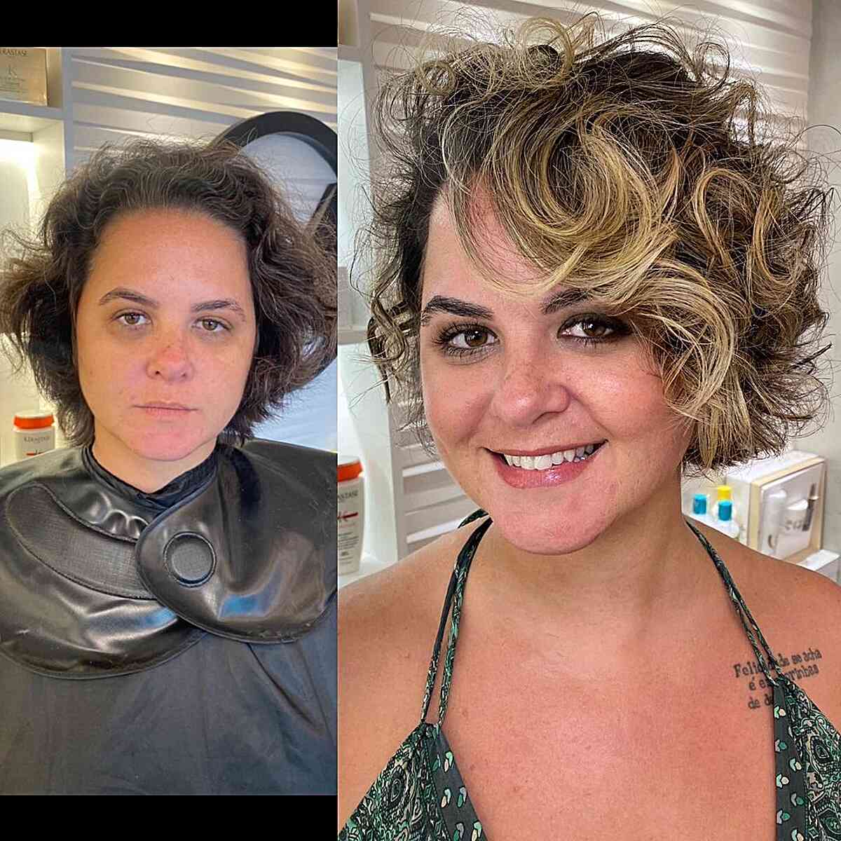 short pixie bob with big waves and bangs for fuller face shapes