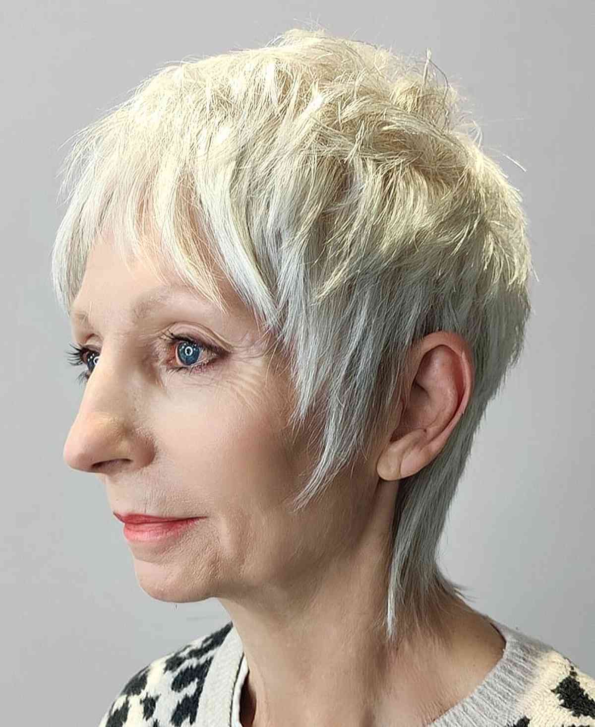 short shaggy layers on pixie hair for older ladies
