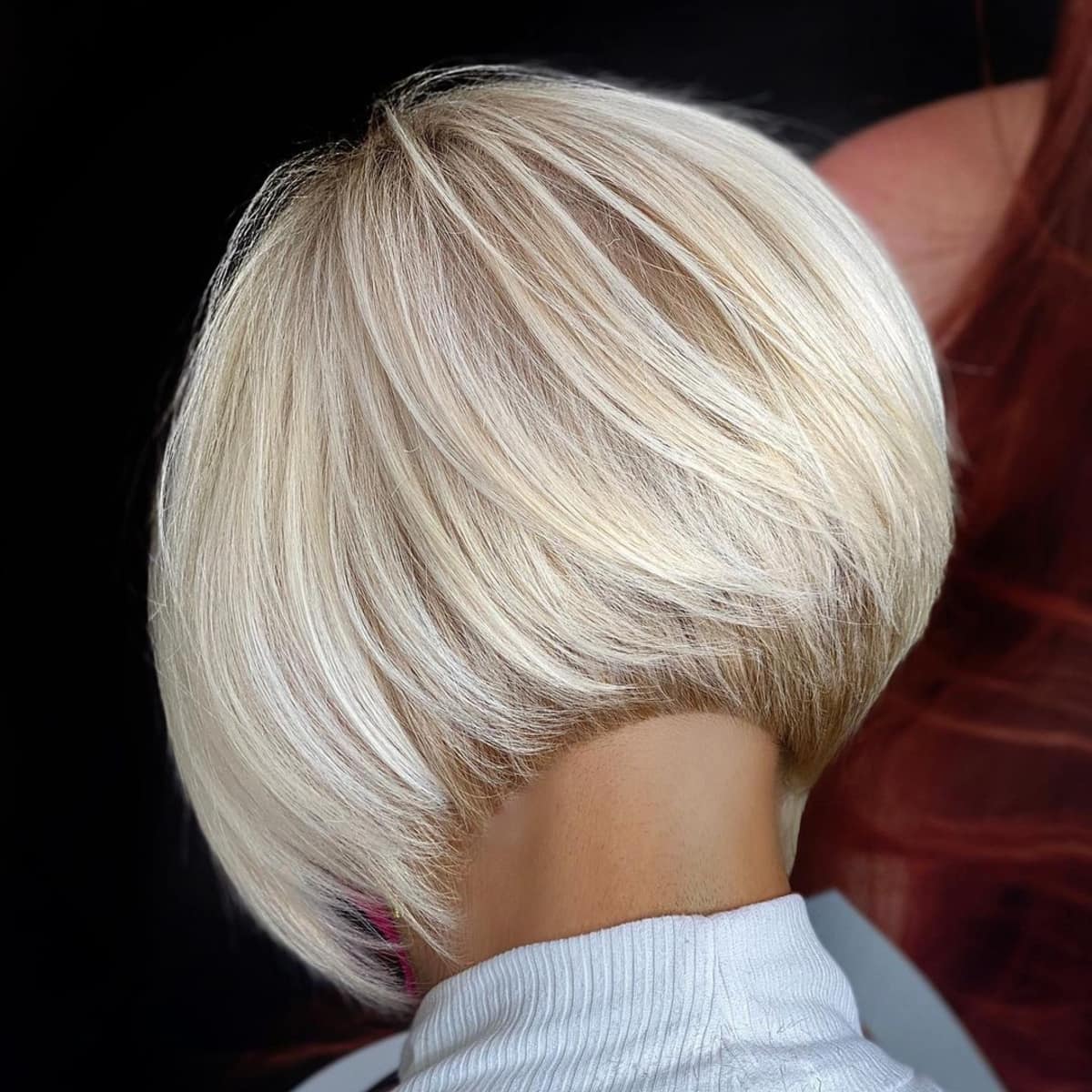 short stacked layered bob back view