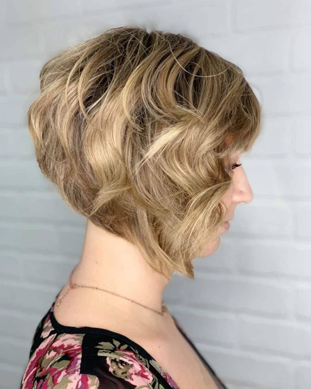 short wavy a line bob