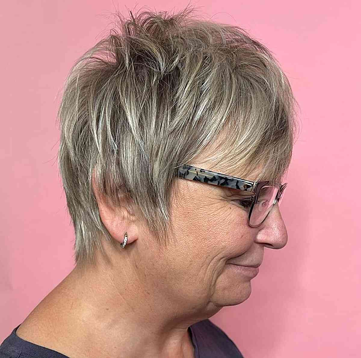 short wispy pixie cut with piecey layers for women 60 and up