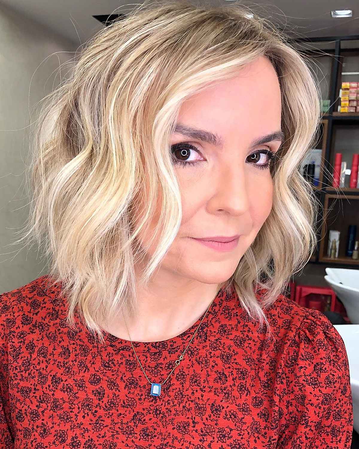 shoulder length wavy bob